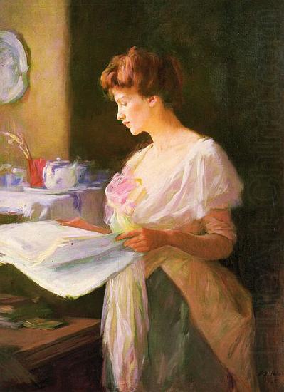 Ellen Day Hale Morning News. Private collection china oil painting image